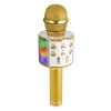KM15G Microfon de karaoke cu difuzor și lumini LED colorate, Bluetooth/USB/SD, auriu, Max