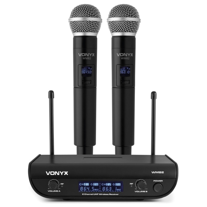 WM82 Microfon fara fir 2x microfoane de mana UHF cu geanta