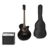 Set chitară acustică electrică + amplificator 40W + geantă de transport, negru, MAX Showkit