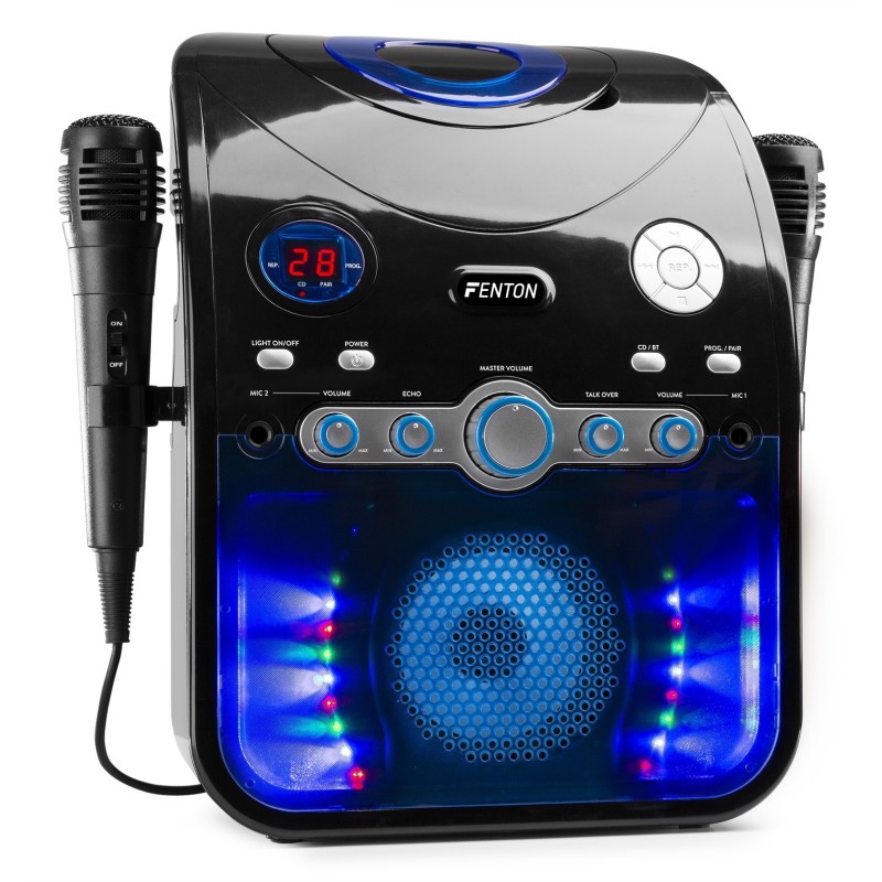 SBS20B Sistem de karaoke, Bluetooth/CD, 2 microfoane cu fir, negru, Fenton